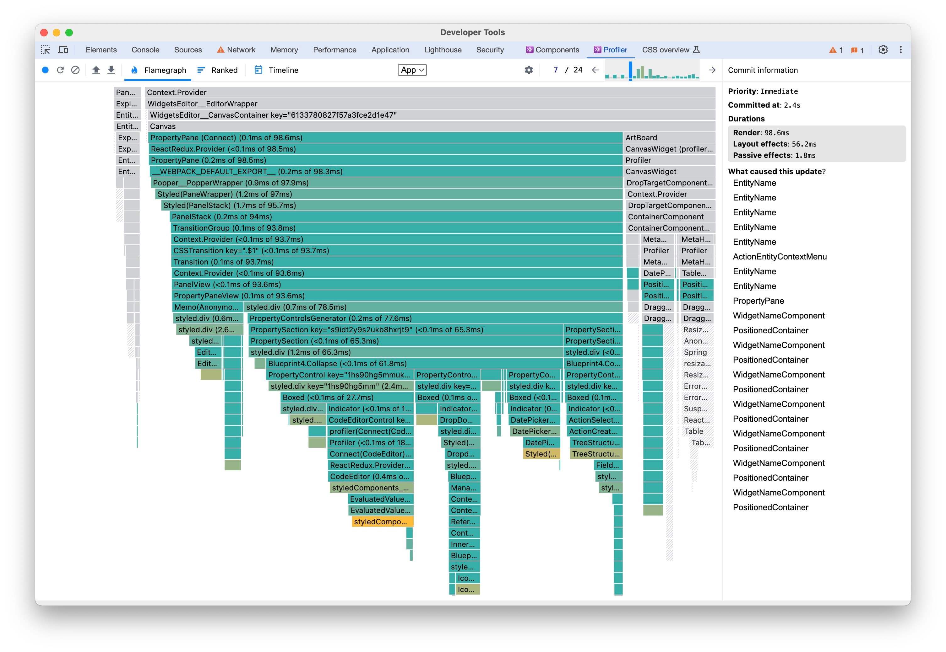 React Profiler Flamegraph